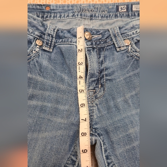 Miss Me Boot Cut Women’s Jeans 30x33 Low Rise Distressed Bling Sequins - Picture 14 of 16